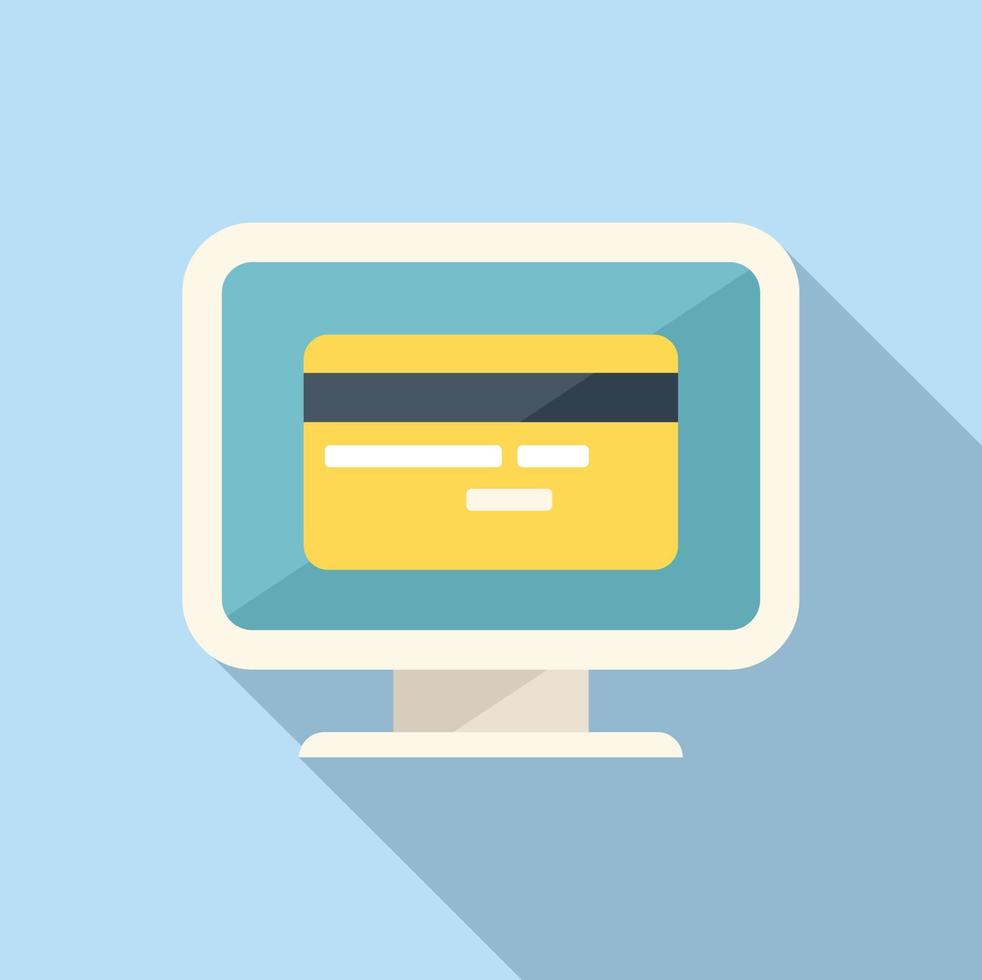 Online bank card icon flat vector. Internet store vector