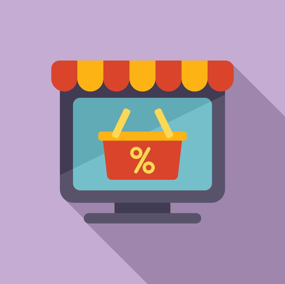 Online shop sale icon flat vector. Retail credit vector