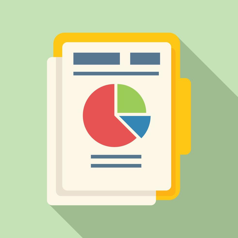 Report folder icon flat vector. Analysis document vector