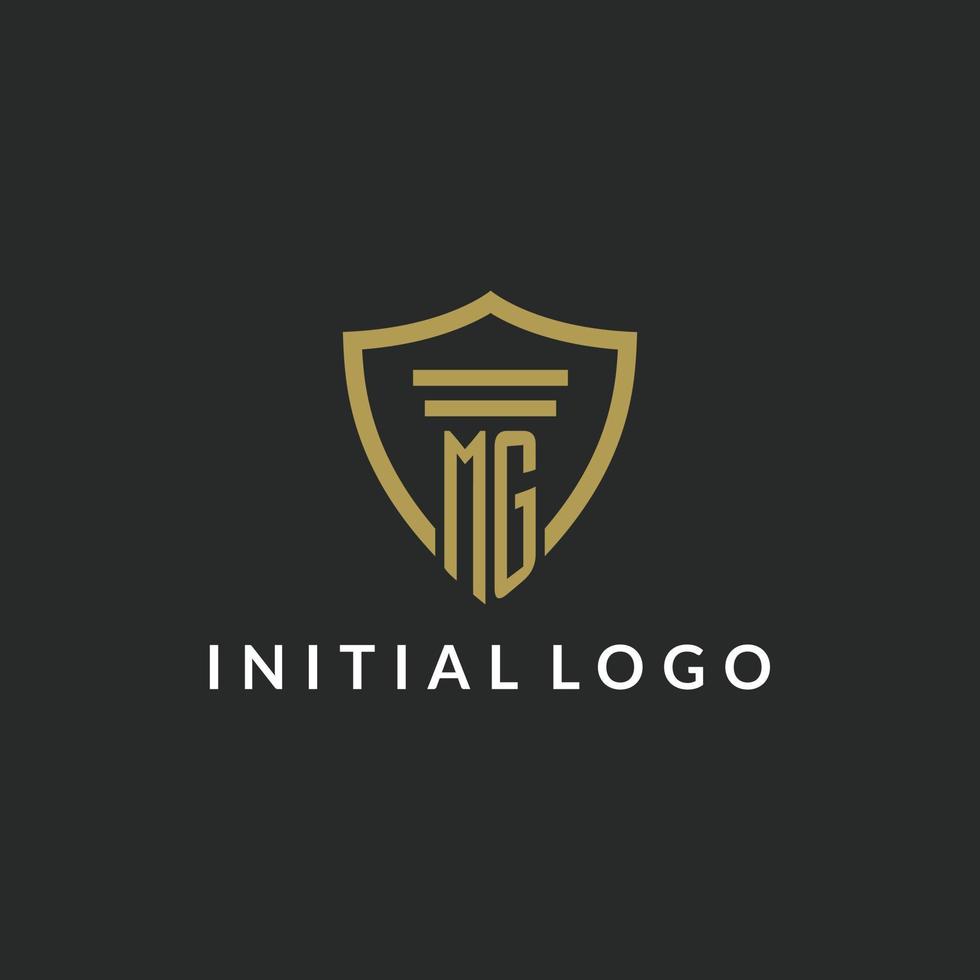 MG initial monogram logo with pillar and shield style design vector