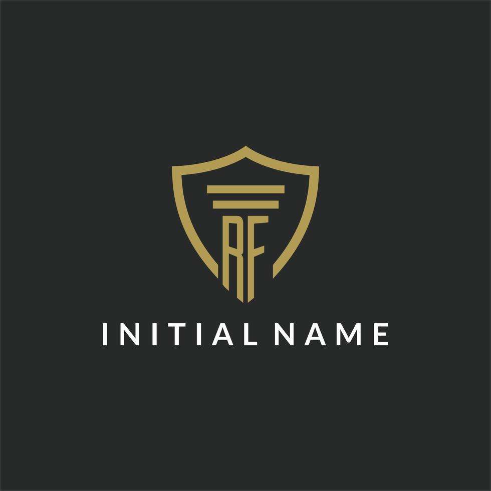RF initial monogram logo with pillar and shield style design vector
