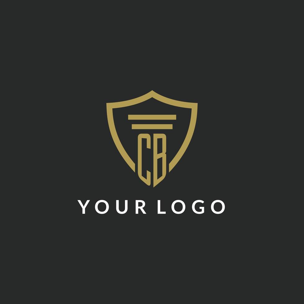 CB initial monogram logo with pillar and shield style design vector