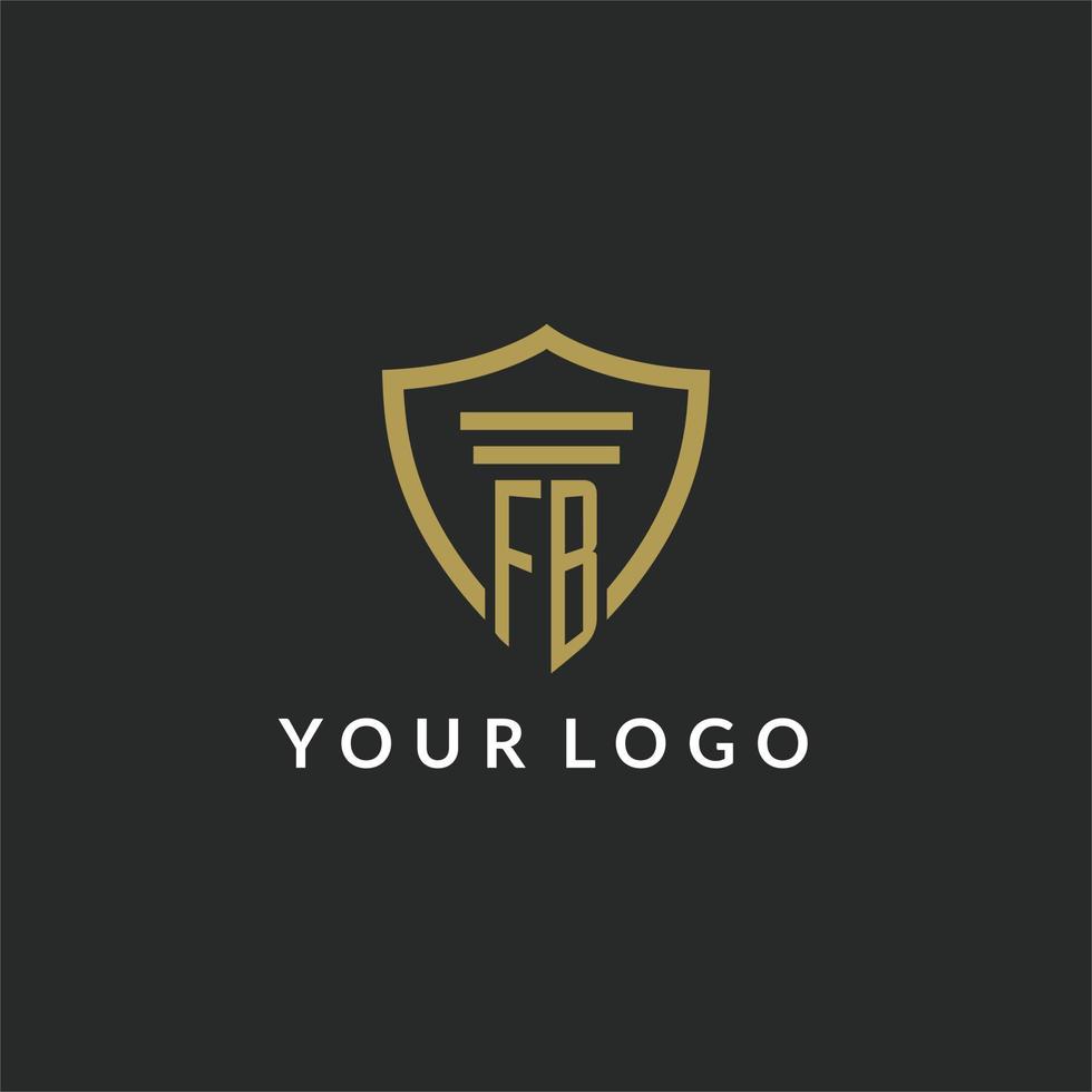 FB initial monogram logo with pillar and shield style design vector