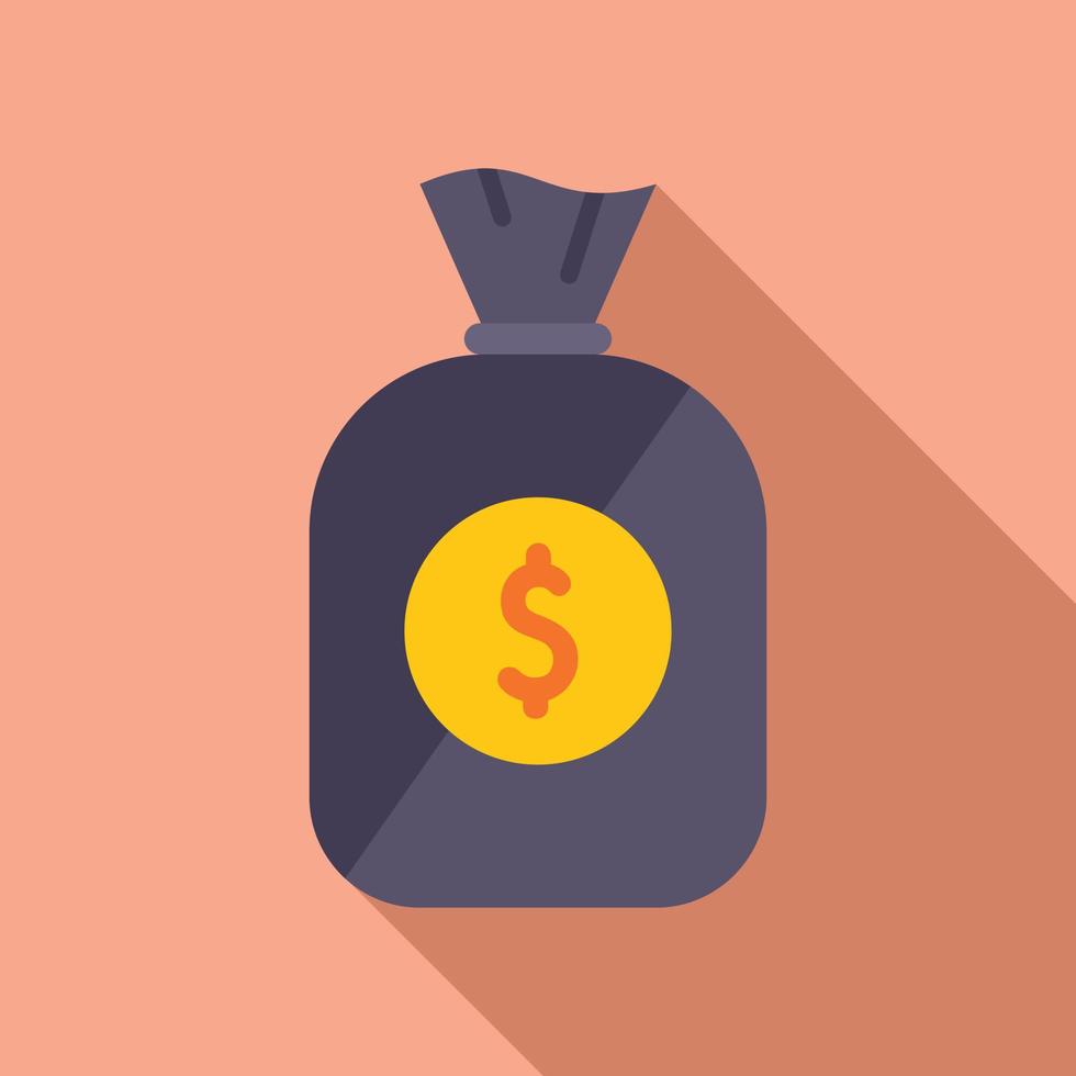 Bank money bag icon flat vector. Digital finance vector