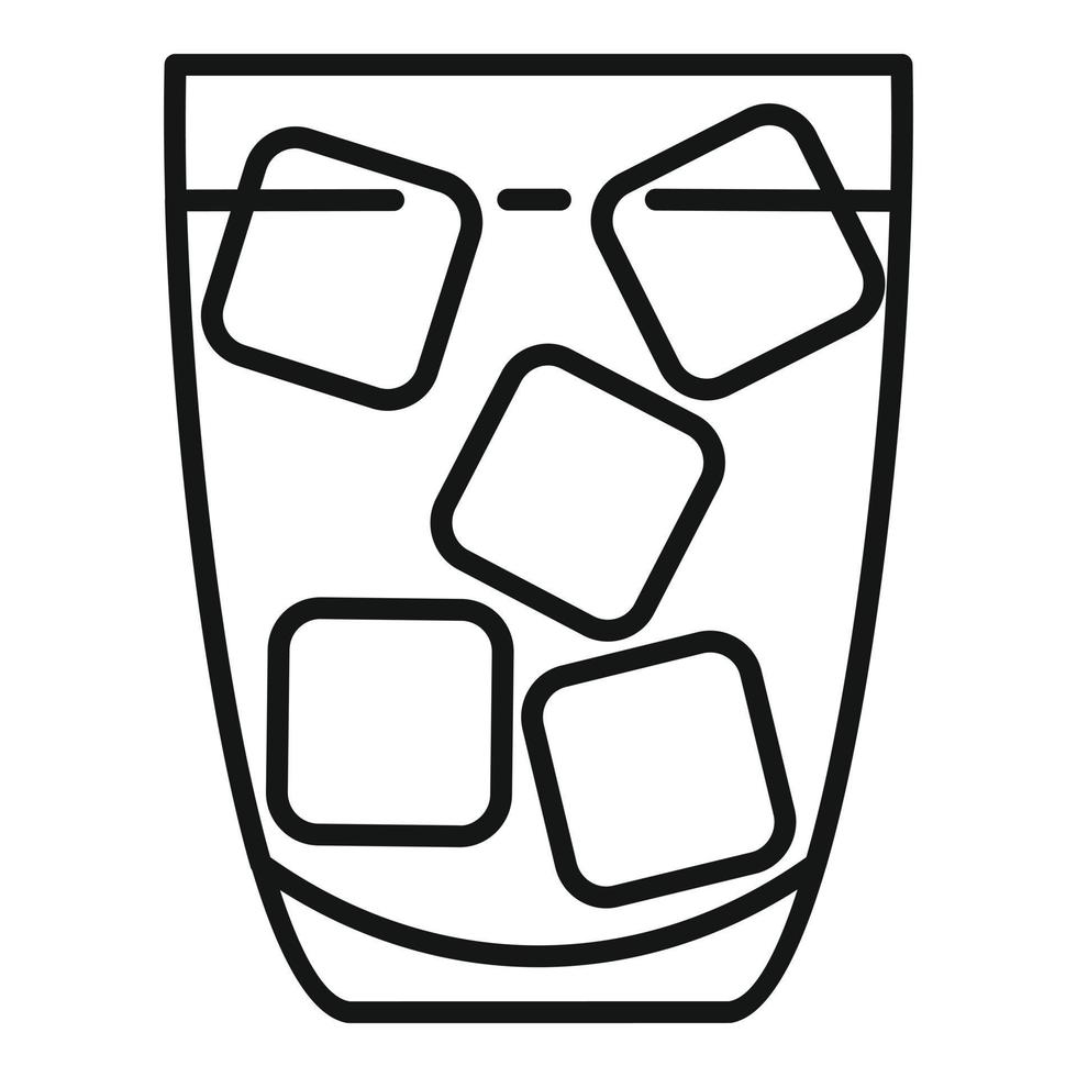 vector de contorno de icono de vaso de hielo de soda. taza de bebida
