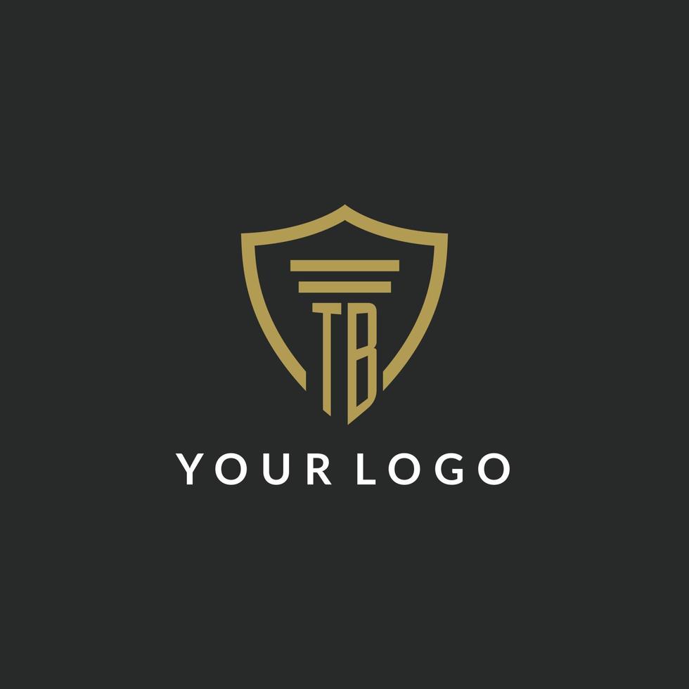 TB initial monogram logo with pillar and shield style design vector