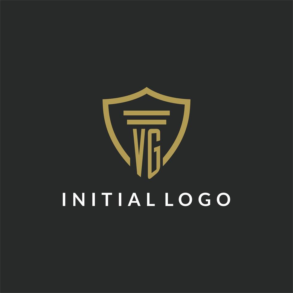 VG initial monogram logo with pillar and shield style design vector