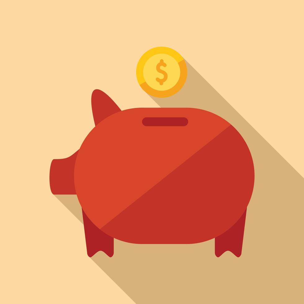Piggy bank icon flat vector. Finance payment vector