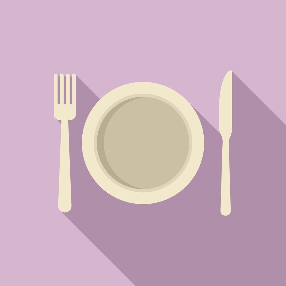 Plate restaurant icon flat vector. Food dinner vector