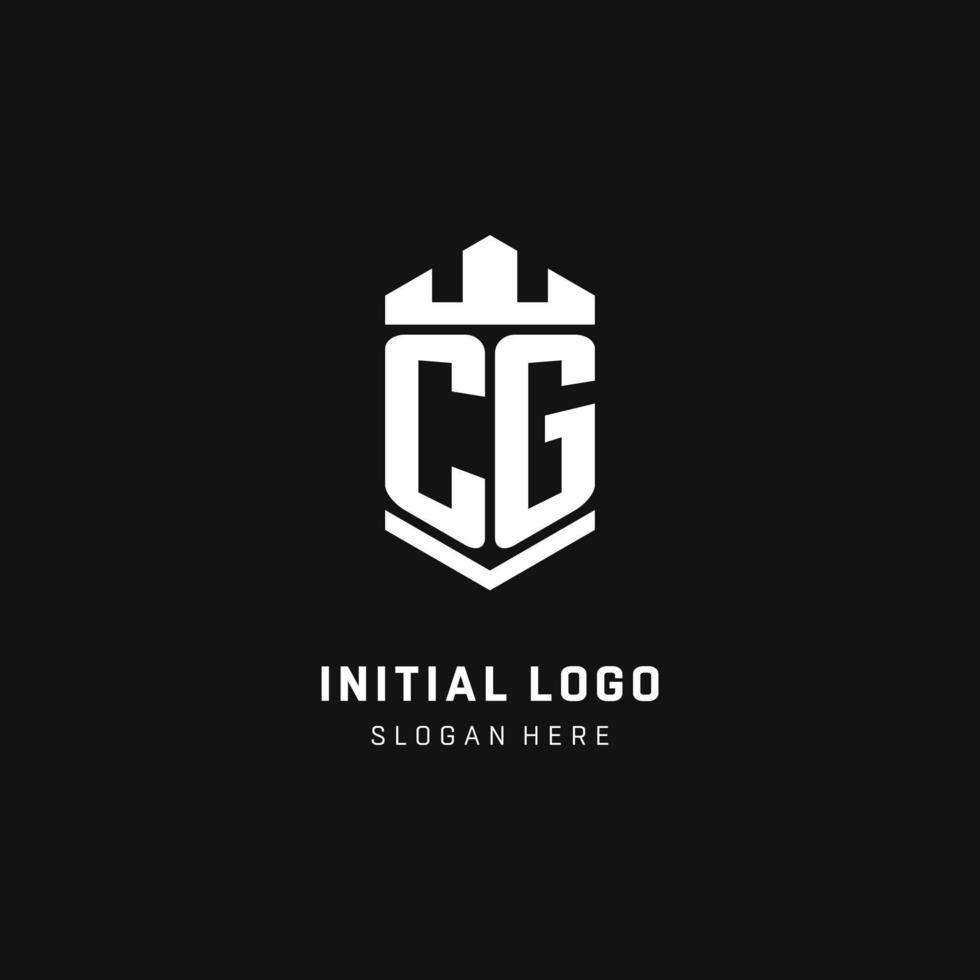 CG monogram logo initial with crown and shield guard shape style vector