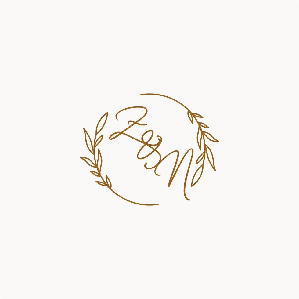 ZN wedding initials logo design vector