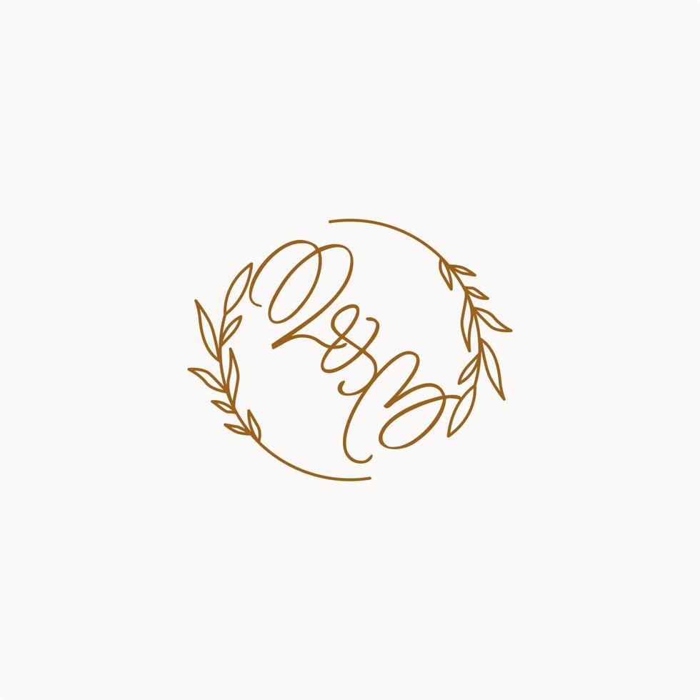 QB wedding initials logo design vector