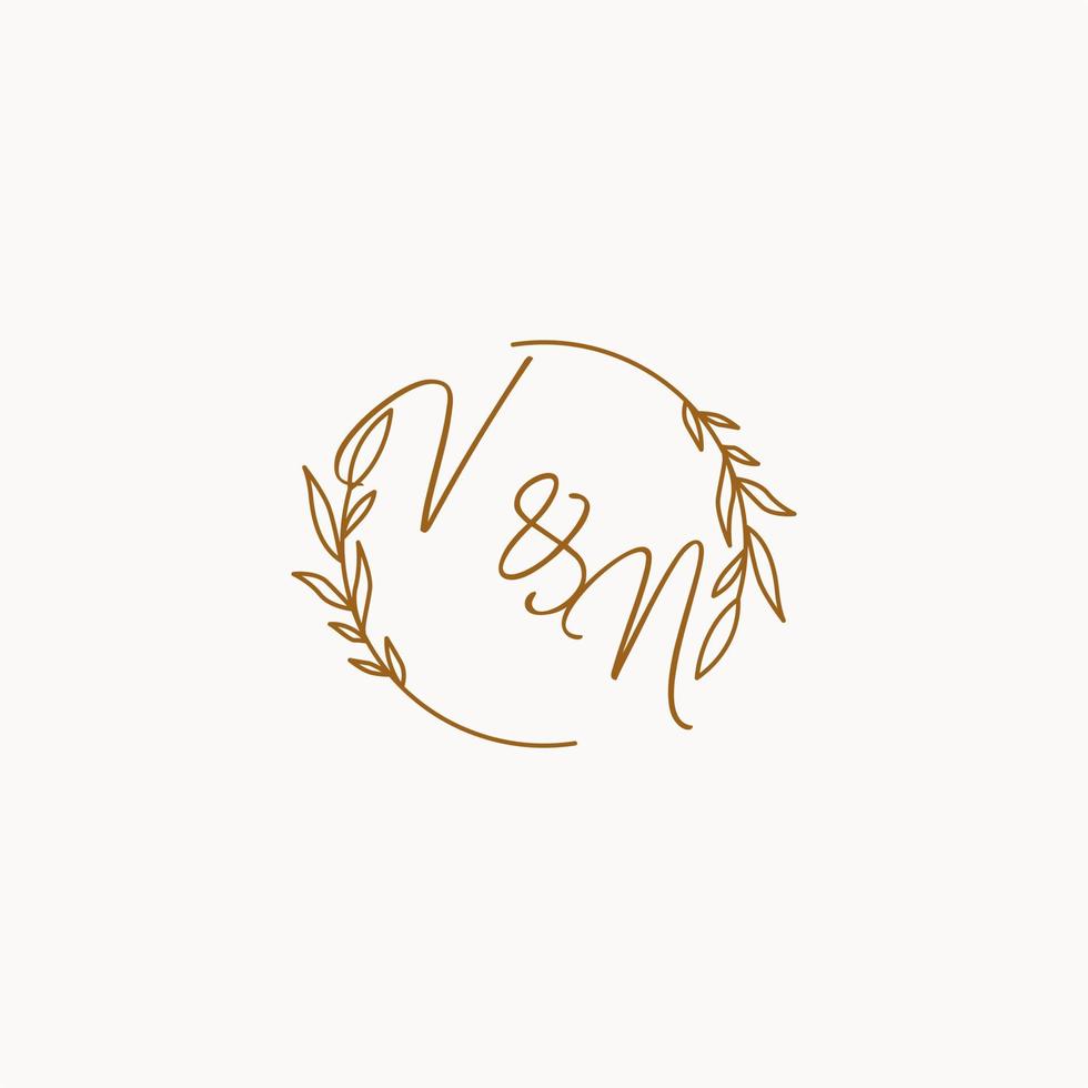 VN wedding initials logo design vector