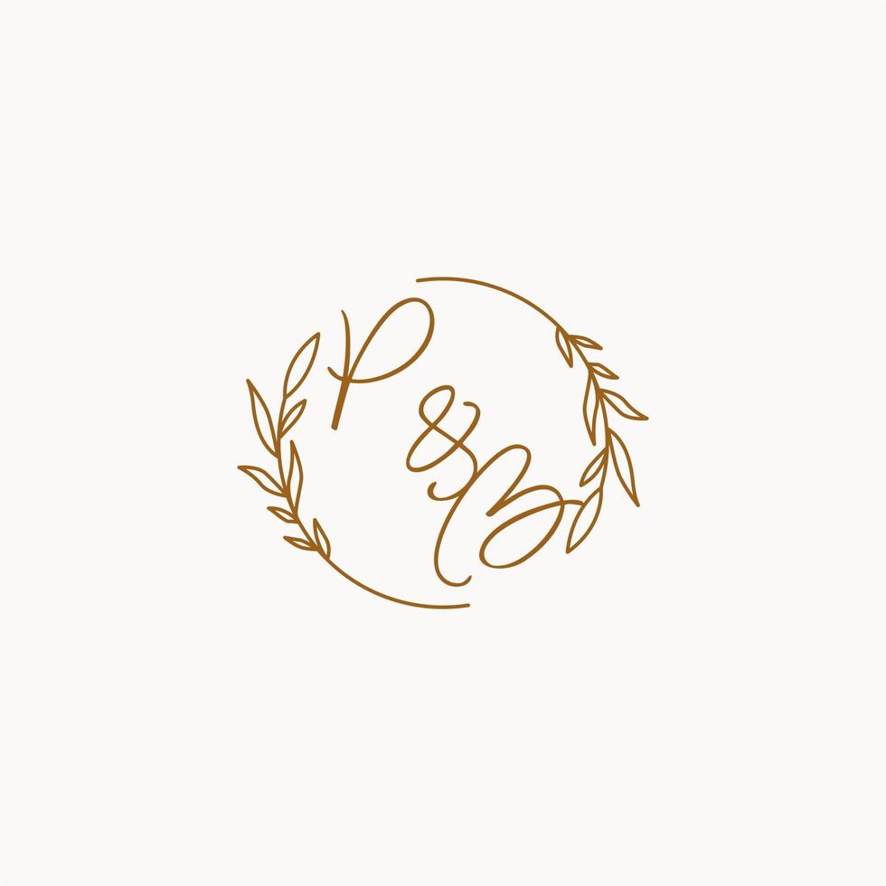 PB wedding initials logo design vector