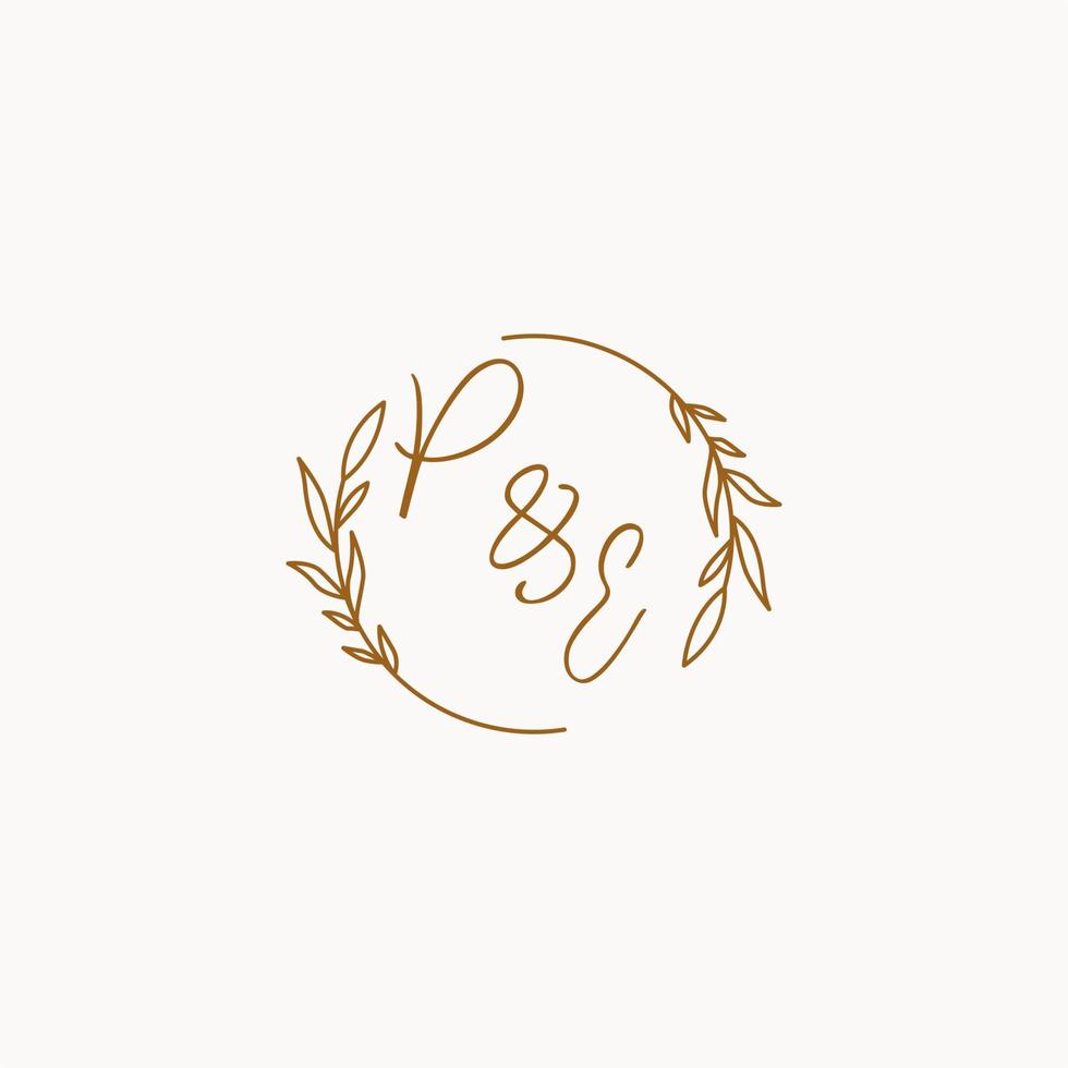 PE wedding initials logo design vector