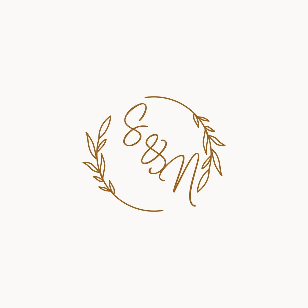 SN wedding initials logo design vector