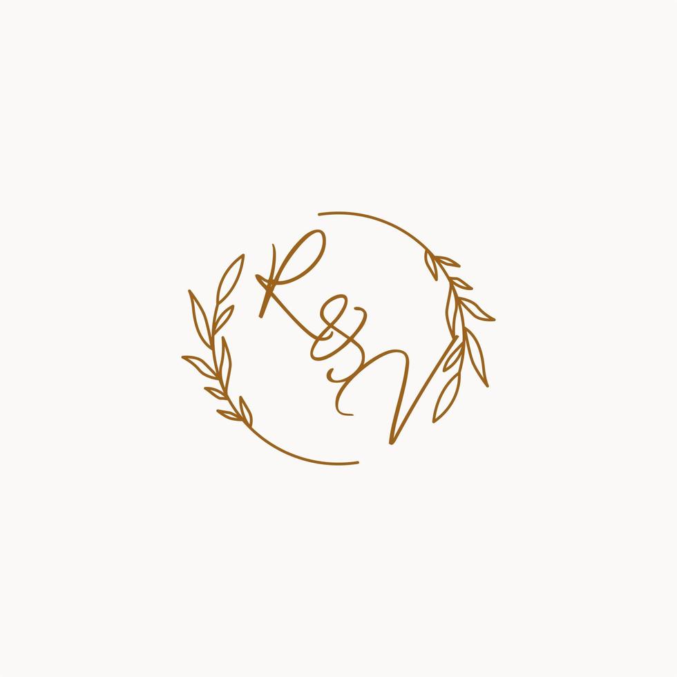 RV wedding initials logo design vector
