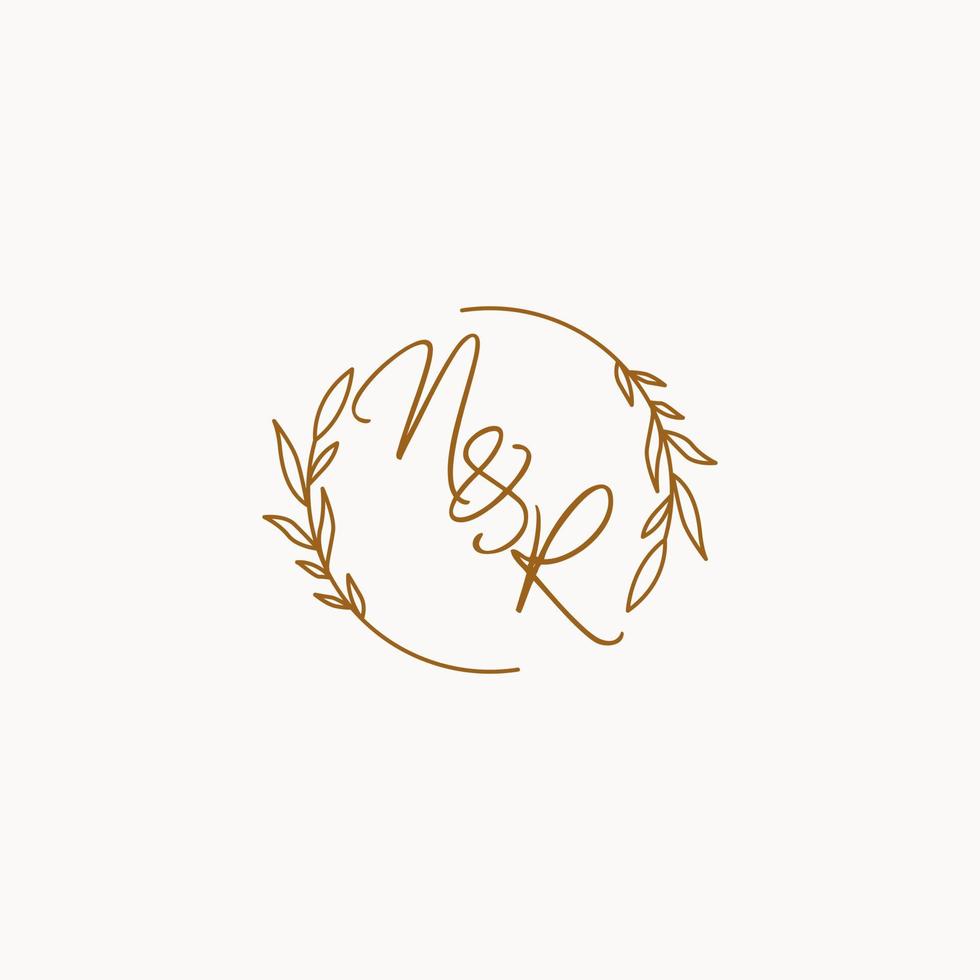 NR wedding initials logo design vector