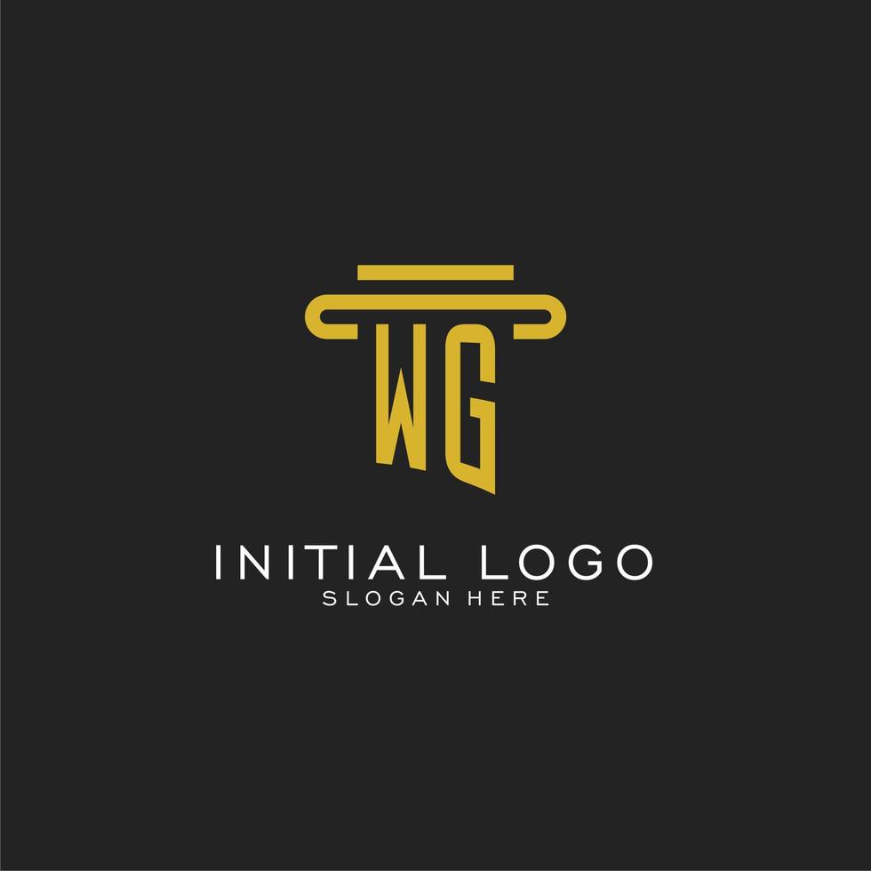 WG initial logo with simple pillar style design vector