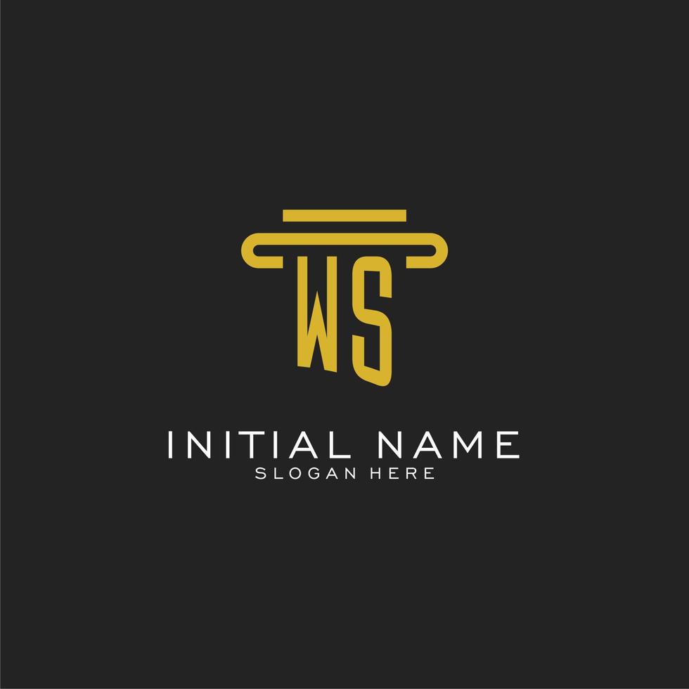 WS initial logo with simple pillar style design vector