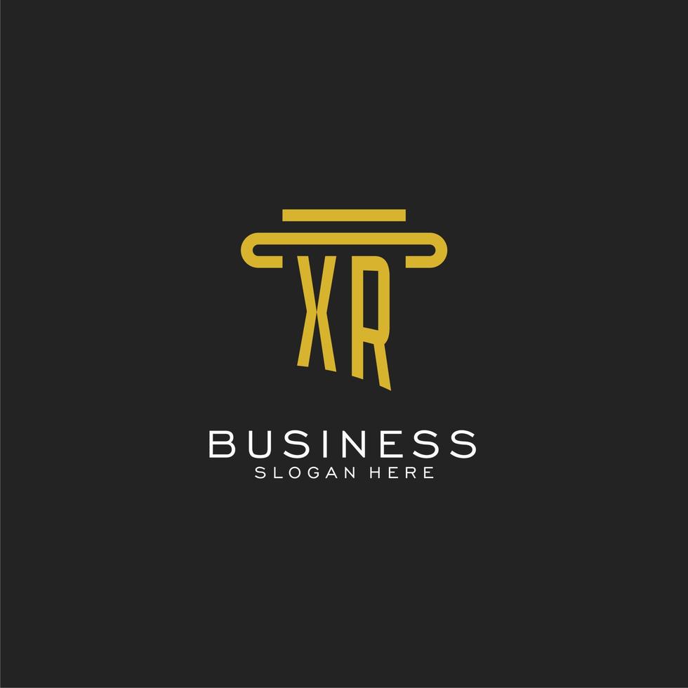 XR initial logo with simple pillar style design vector
