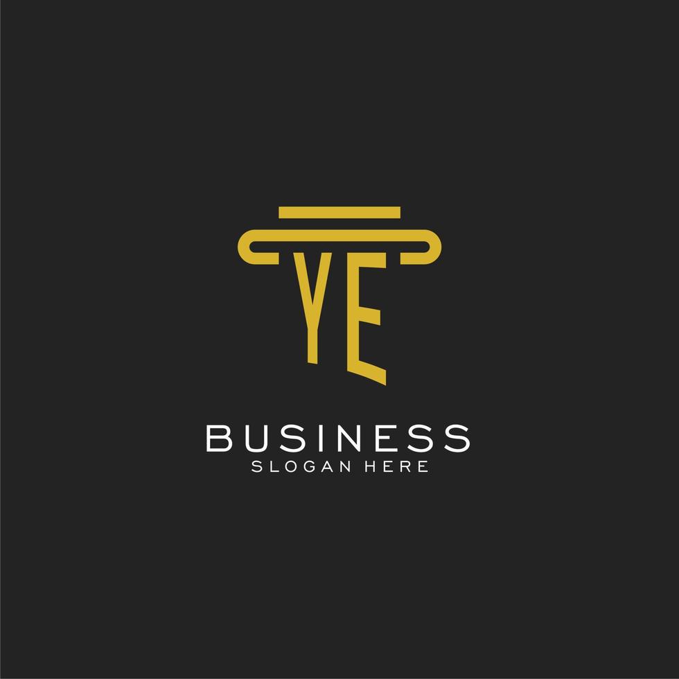 YE initial logo with simple pillar style design vector