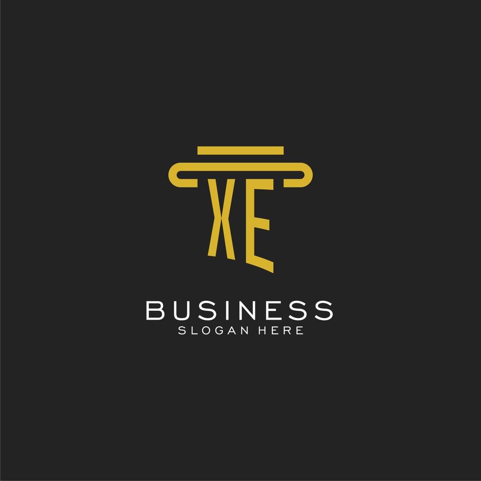 XE initial logo with simple pillar style design vector