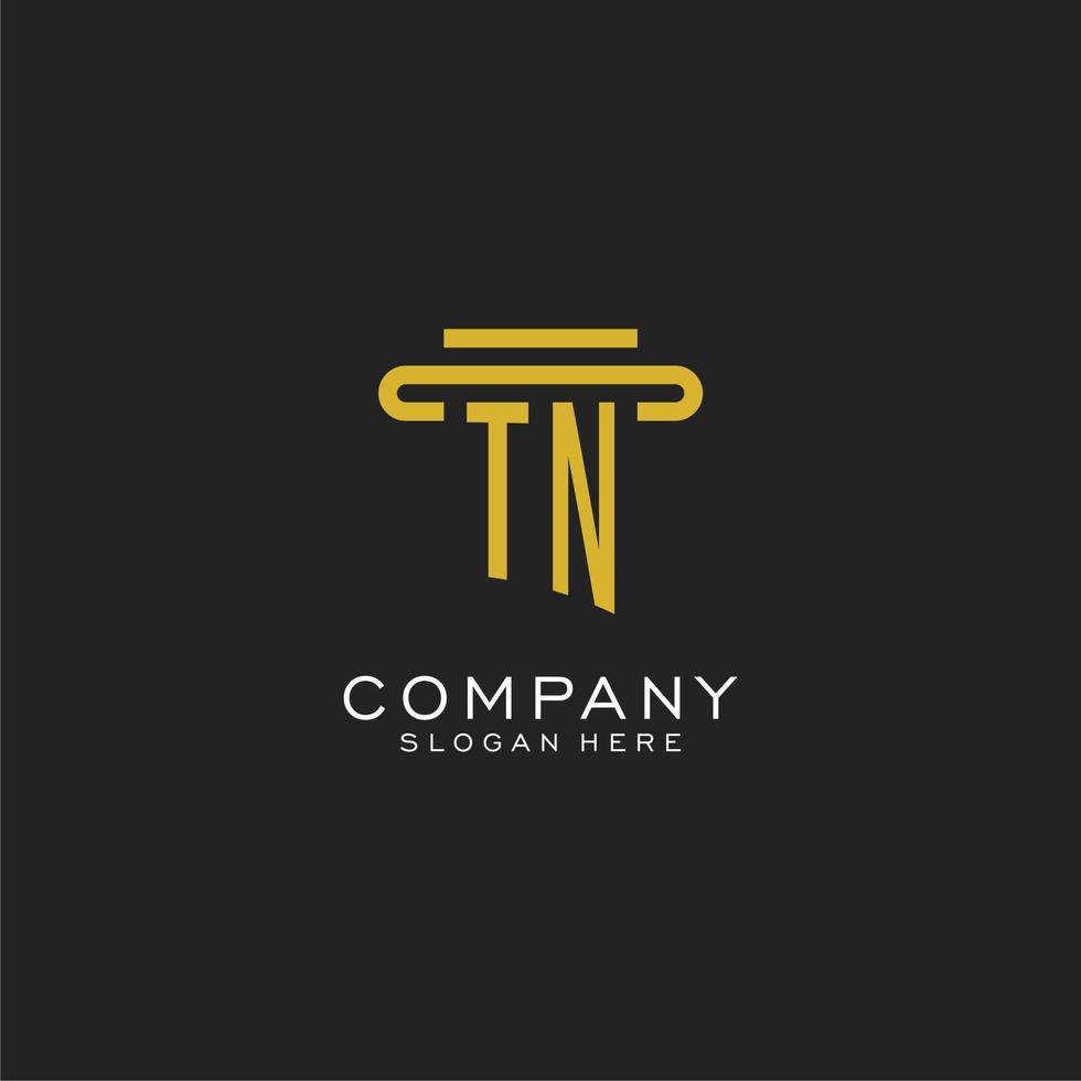 TN initial logo with simple pillar style design vector