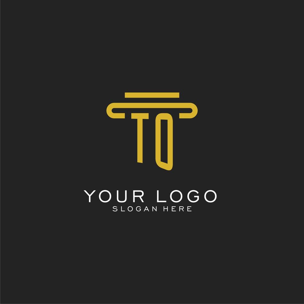 TO initial logo with simple pillar style design vector