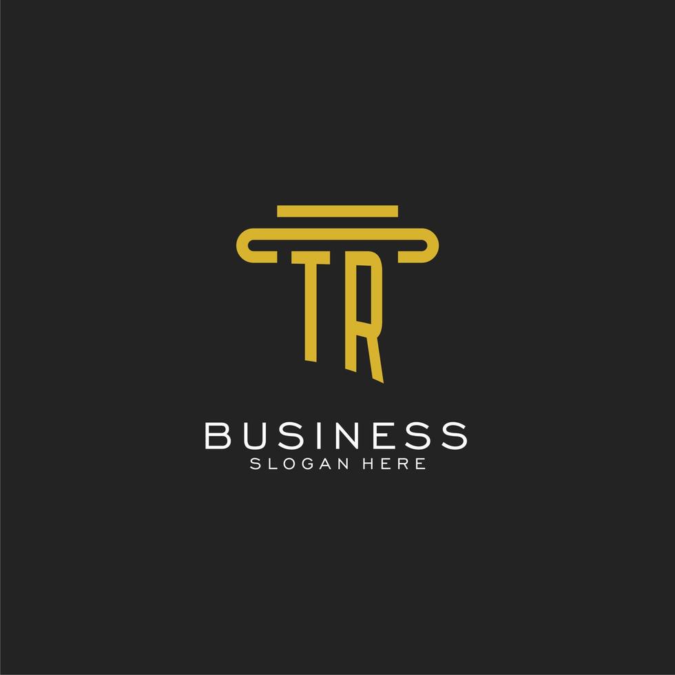 TR initial logo with simple pillar style design vector