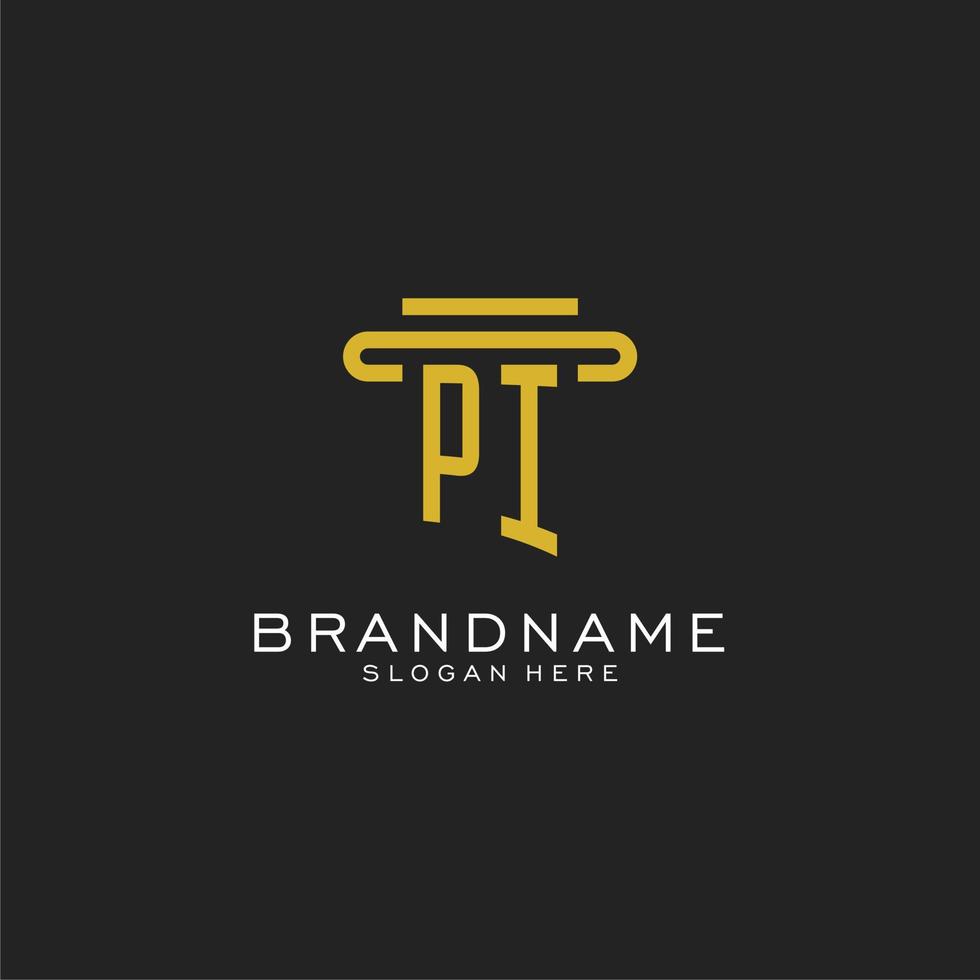 PI initial logo with simple pillar style design vector