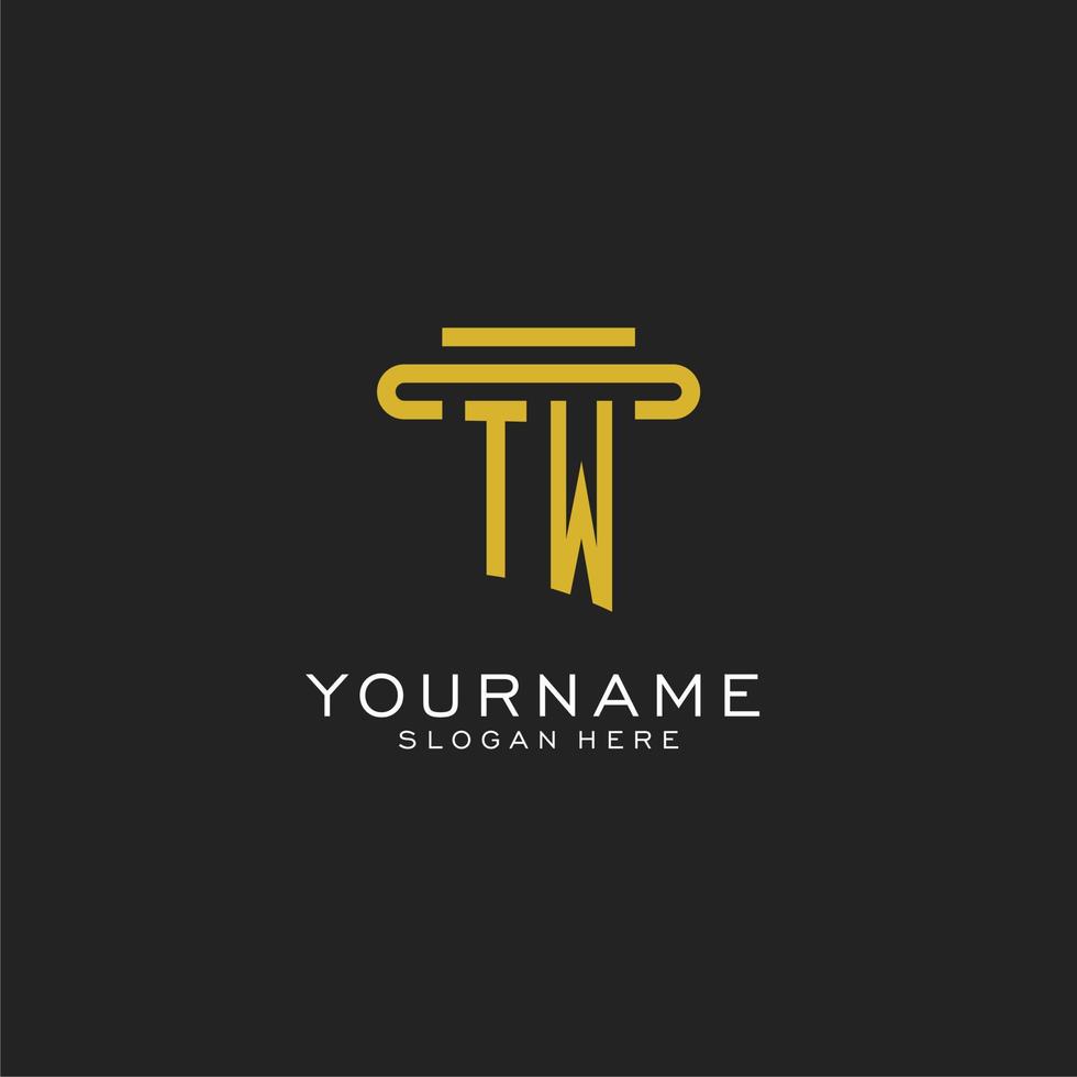 TW initial logo with simple pillar style design vector