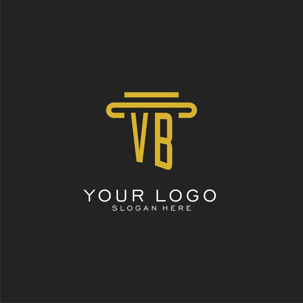 VB initial logo with simple pillar style design vector
