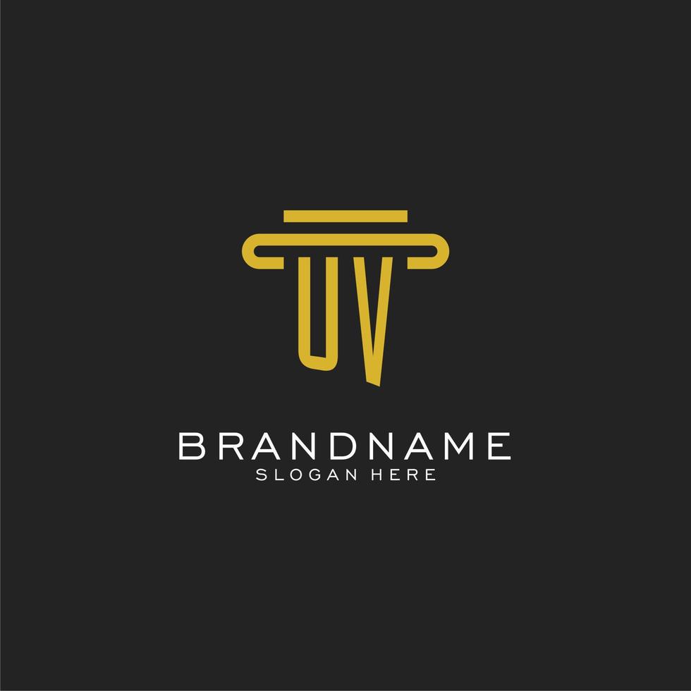 UV initial logo with simple pillar style design vector