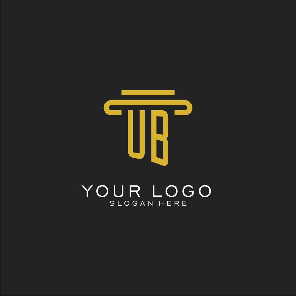 logotipo inicial de ub con diseño de estilo de pilar simple vector