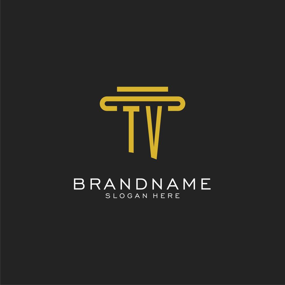 TV initial logo with simple pillar style design vector
