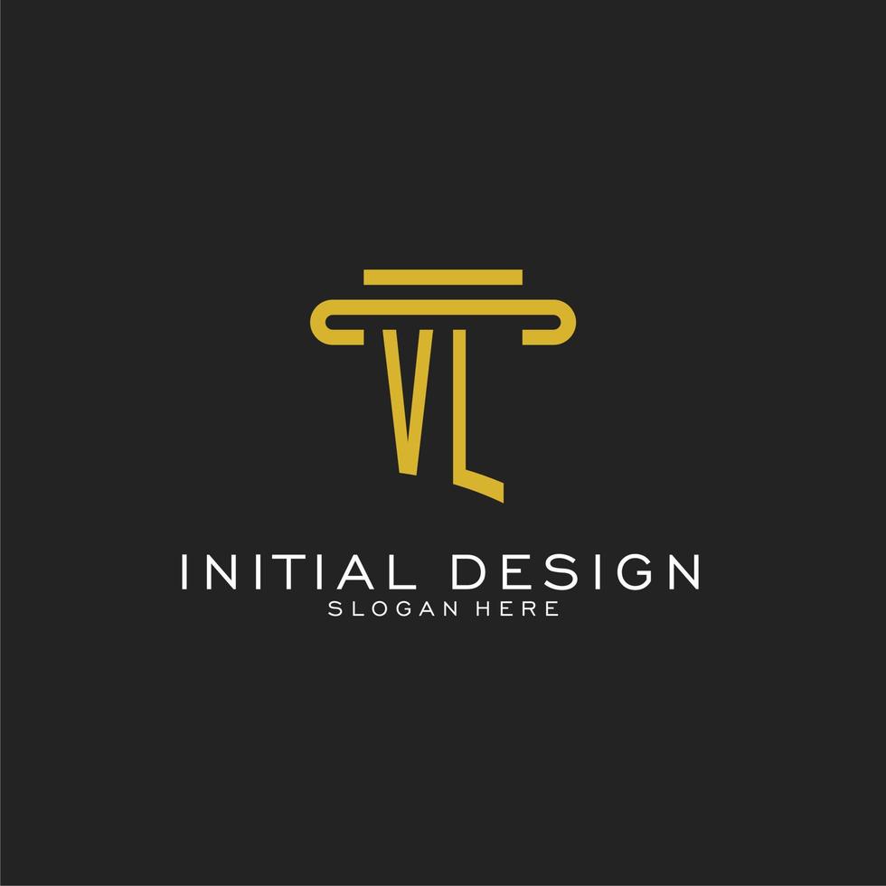 logotipo inicial vl con diseño de estilo de pilar simple vector