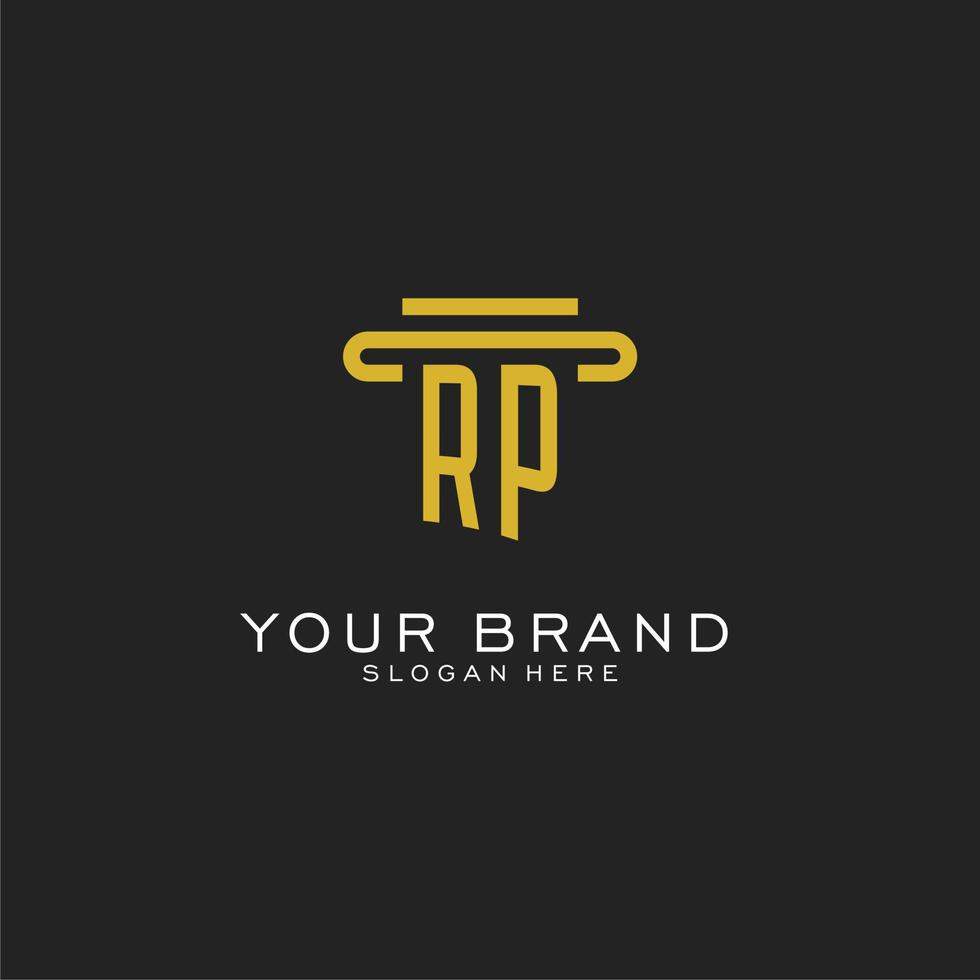 RP initial logo with simple pillar style design vector