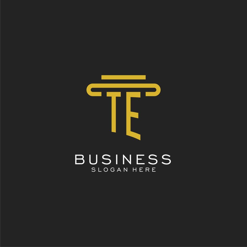 TE initial logo with simple pillar style design vector