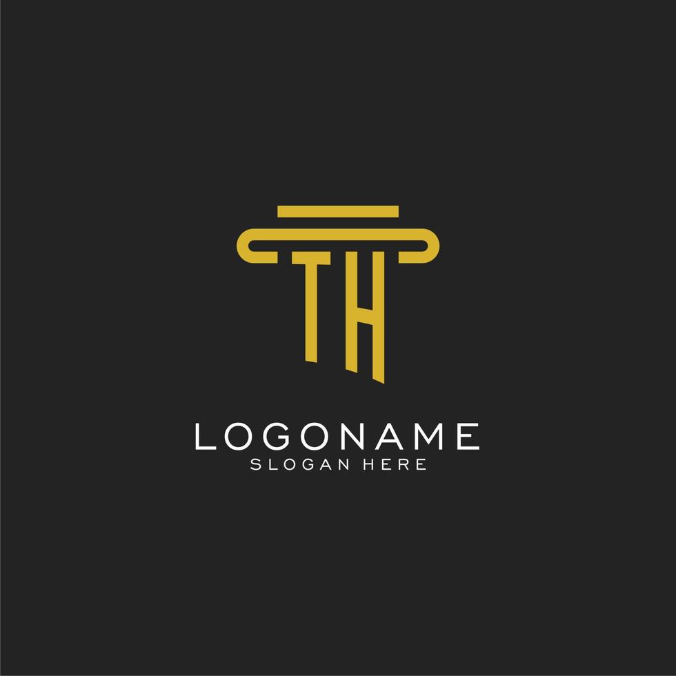 TH initial logo with simple pillar style design vector