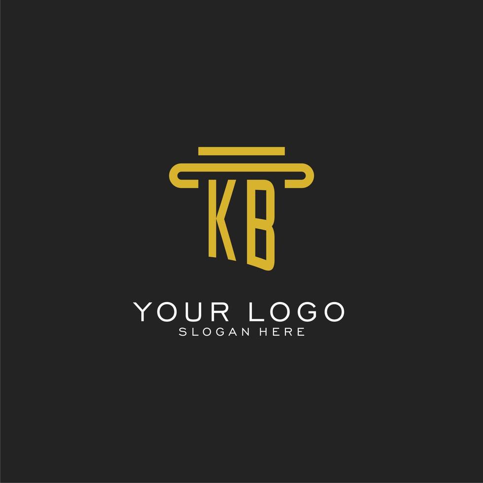 KB initial logo with simple pillar style design vector