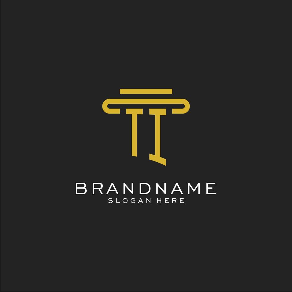 TI initial logo with simple pillar style design 15163721 Vector Art at