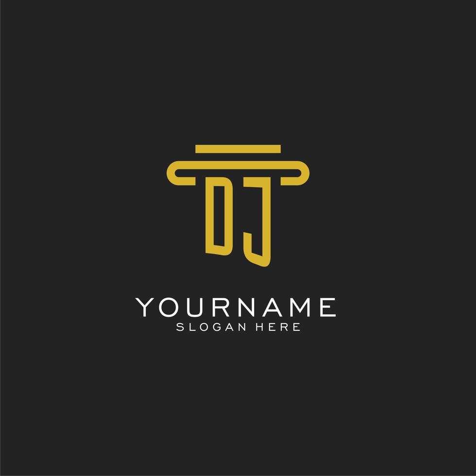 DJ initial logo with simple pillar style design vector