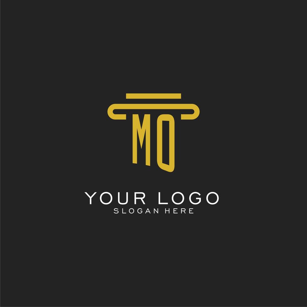 MO initial logo with simple pillar style design vector