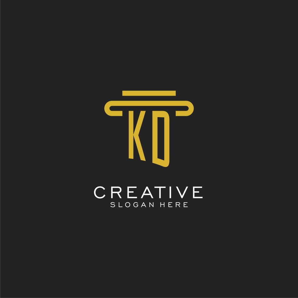 KD initial logo with simple pillar style design vector