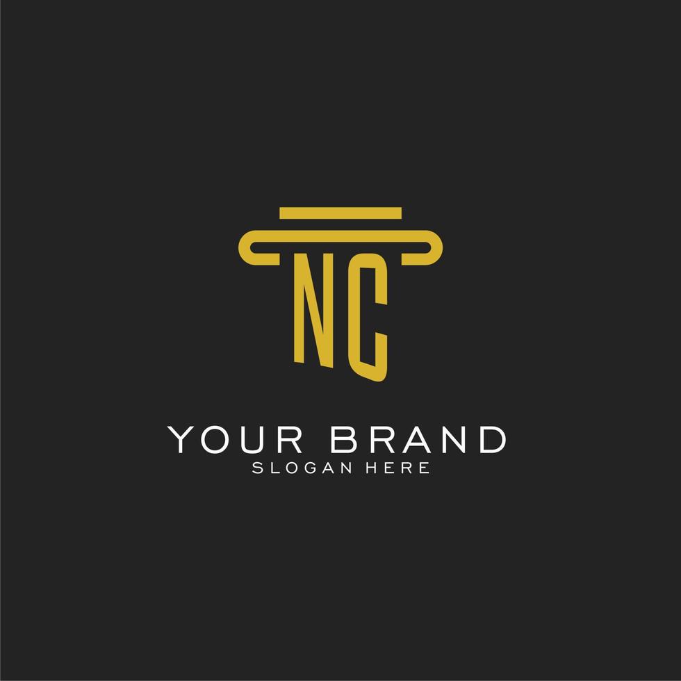 NC initial logo with simple pillar style design vector