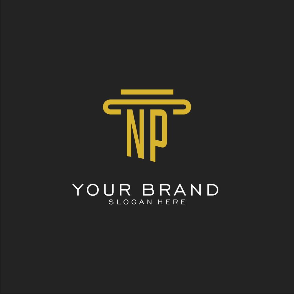 NP initial logo with simple pillar style design vector