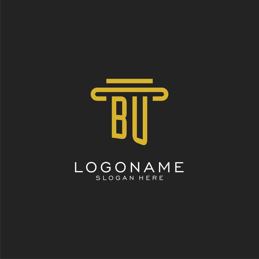 BU initial logo with simple pillar style design vector