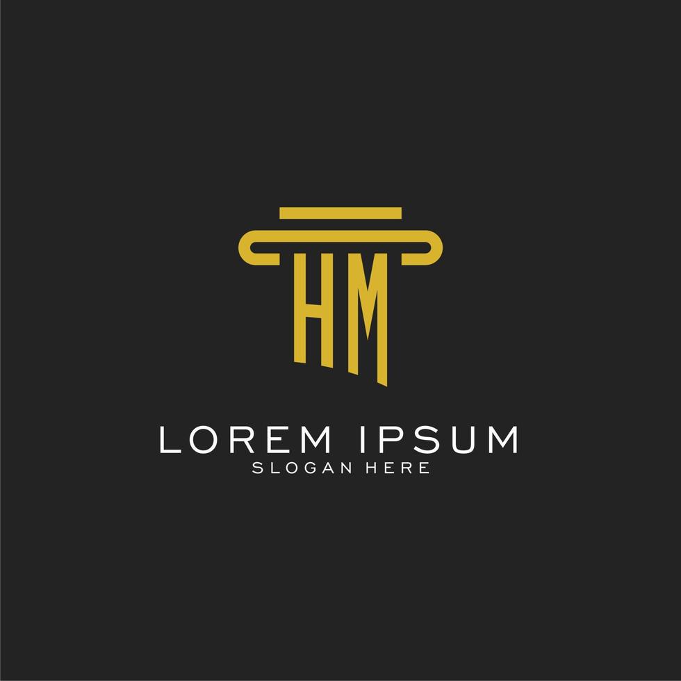 HM initial logo with simple pillar style design vector