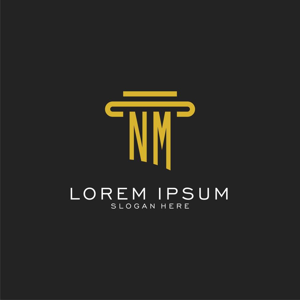 NM initial logo with simple pillar style design vector